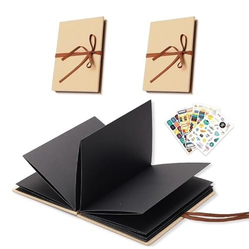 2 Álbunes de Fotos de 5 Pulgadas Scrapbook Album de Fotos Para Pegar y Escribir Recuerdos Perfectos Como Regalos de Cumpleaños de Graduación Ou de Aniversario (Negro, 11,5 x 18 cm, 34 Páginas)