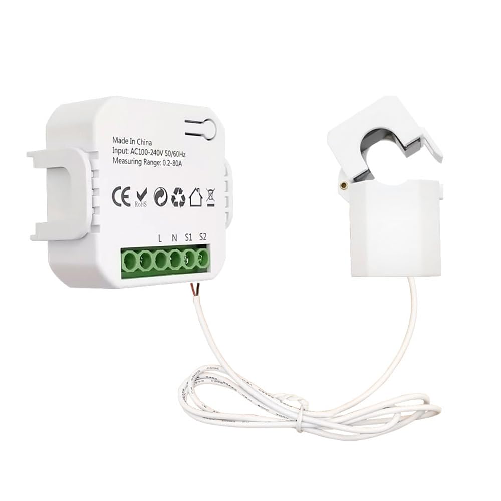 Irfora Tuya ZigBee Morsetto monofase 80A Misuratore di energia APP mobile Controllo Trasformatore di corrente Elettricità Statistiche Monitor Dispositivo di automazione domestica Compatibile con Home per il