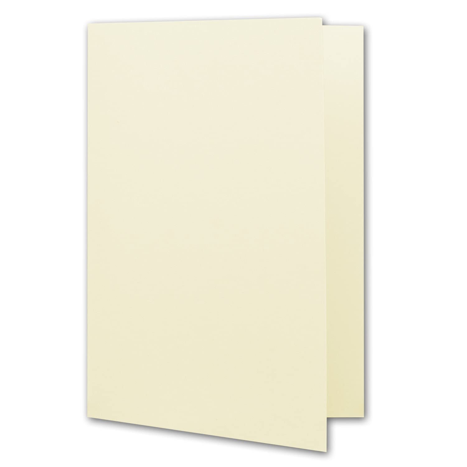 500x Faltkartenset mit Briefumschläge DIN A6 / C6 in Vanille Creme - Blanko Einladungskarten 10,5 x 14,8 cm - Bastelkarten Set