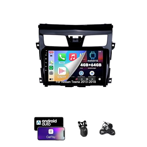 Radio de Coche ZCZANT Android de 14 Pulgadas y Doble DIN para Teana 2013-2018, Radio FM con Bluetooth, navegación GPS Wi-Fi, CarPlay, Plug and Play con cámara de Marcha atrás (4G + Wi-Fi 4G + 64G