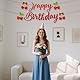 BOXOB Kirsch Happy Birthday Banner, Lustige Süße Fruchtdekorationen Glitzer Themen Happy Birthday Banner für Baby Shower Braut Gastgeschenk Zubehör