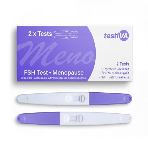 Testiva Menopause Test für zu Hause - 2 Stück FSH Hormontest - Schnelltest für Frauen in Perimenopause & Wechseljahren - Ergebnis in 3 Minuten - Der Selbsttest kann einfach zuhause durchgeführt werden