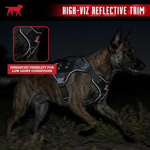 Tuff Pupper Elite Tactical Dog Harness | Dual Control Handles | Front & Back D-Rings | Fully Adjustable | Military Cobra Buckles | Heavy Duty Nylon Vest | Reflective MOLLE Dog Harness for Large Dogs - Image 8