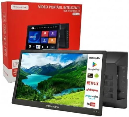 Smart TV Portátil 14 Polegadas Android TV Wi-Fi Com Bateria Recar...