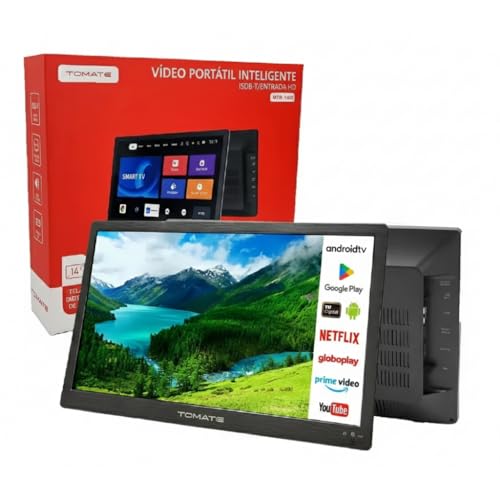 Smart TV Portátil 14 Polegadas Android TV Wi-Fi Com Bateria Recarregável HDMI TV Digital ISDB-T