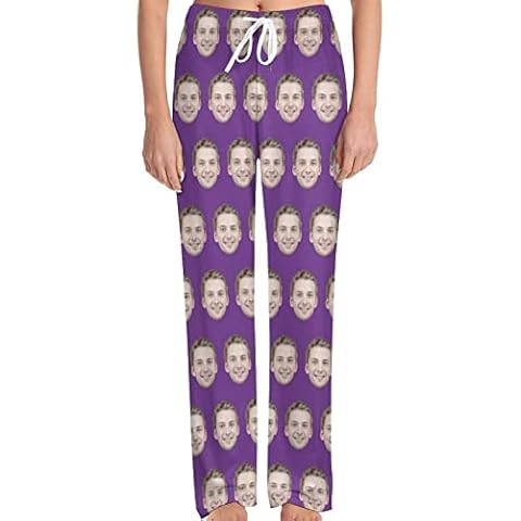 Naispanda Custom Women's Pyjama Pants with Face Photo, Personalised Pet Portrait Pajamas Pants, Photo Pyjama Bottoms, Lounge Trousers Sleepwear Nightwear Gift for Her Wife Girlfriend Gifts Cover