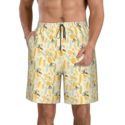 SSGVLPTO Pantalones cortos de secado rápido para hombre con estampado de piña, pantalones cortos de playa de secado rápido pantalones cortos deportivos para correr, Color blanco., L