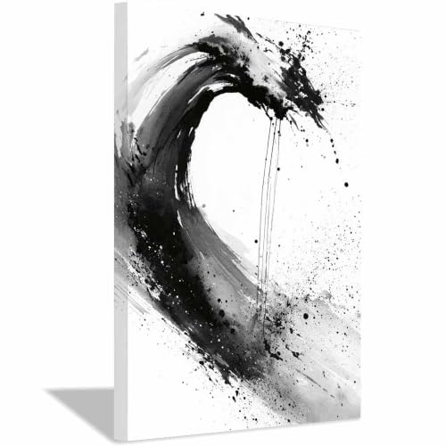 Vagues océaniques abstraites à l'encre pour décoration salon et chambre