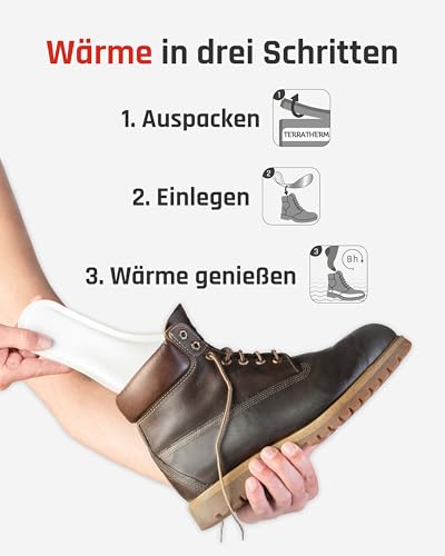 TerraTherm Wärmesohlen luftaktiviert – 8h warme Füße – 5, 10 oder 30 Paar Sohlenwärmer – 100% natürliche Wärme – wärmende Schuheinlagen - 10 Paar M