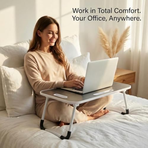Image of BUYIFY 23 inch Foldable Lap Desk for Laptop Writing w /Cup Holder Black