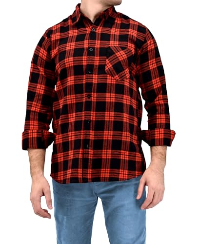 Andrew Scott Men's Button Down Regular Fit Long Sleeve Plaid Flannel Casual Shirts - Multi Packs2