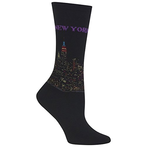 Hot Sox Womens Dress Crew Sock, New York Black - Size: 9-11