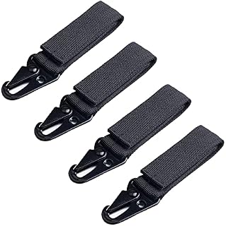 YUE QIN 4 PCS Belt Clip Carabiner Buckle Molle Strap Nylon Snap Hook Clip Keychain Keyholder Ring Tactical Backpack Molle Clip for Climbing Hiking Outdoor