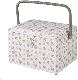 Sewing Online Large Sewing Box,Honey Bee Fabric | 31 x 23 x 20cm | Storage and Organiser Basket with Compartments for Sewing Supplies,Accessories,Thread,Needles,and Scissors - GA1127L