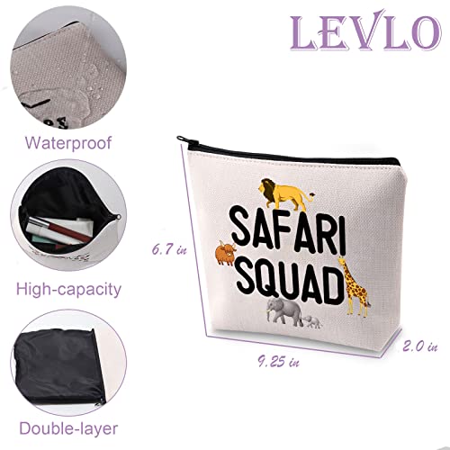 LEVLO Safari Squad Makeup Bag African Safari Trip Wild Animal Lover Travel Zipper Pouch(Safari Squad)2