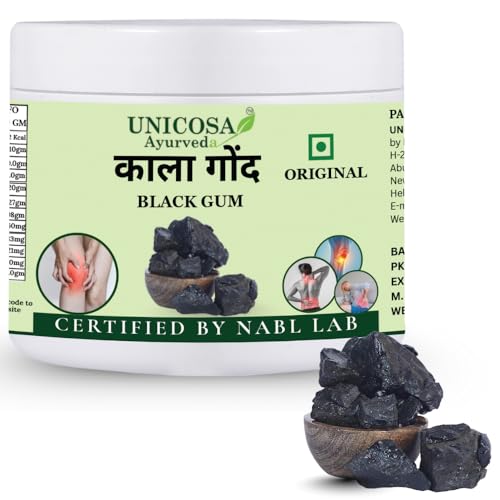 UNICOSA Ayurveda Natural & Pure Kala Gond | Gond Siyah | Black Gum | 100% Pure & Ayurvedic | Lab Tested and Certified (100 gm)