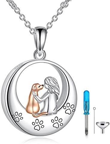 TIGER RIDER Sterling Silver Dog Urn Necklace for Ashes Dog Memorial Keepsake Cremation Jewelry Gifts for Women Dog Lovers