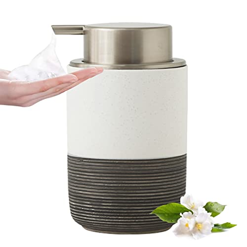 Ceramic Foam Hand Soap Dispenser, 12Oz Countertop Lotion Dispensers for Bathroom with Easy-to-Press Pump, Refillable Liquid Lotion Hand Soap Dispenser, Dish Soap Dispenser for Kitchen