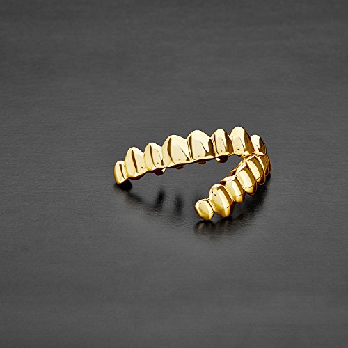 Solid 925 Sterling Silver 24K Gold Plated Custom Fit Top & Bottom Grillz Set 8 Teeth #TOP1