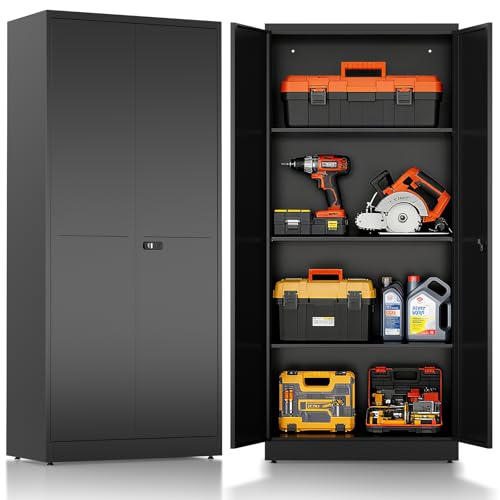 Aktenschrank, Abschließbarer Metallschrank, Mehrzweckschrank mit Kombinationsschloss, Werkzeugschrank, Verstellbare Regale, Garage, Abstellraum,Büro, Wohnzimmer, 180cm x 80cm x 40 cm, Schwarz Aktenschrank, Abschließbarer Metallschrank, Mehrzweckschrank mit Kombinationsschloss, Werkzeugschrank, Verstellbare Regale, Garage, Abstellraum,Büro, Wohnzimmer, 180cm x 80cm x 40 cm, Schwarz