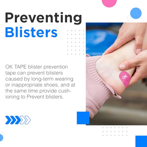 Image of OK TAPE Pre-Cut Blister Bandages for feet | Blister Prevention Tape for Feet, Fingers, Toes | 1.2in x 3.5in,Black,40pcs
