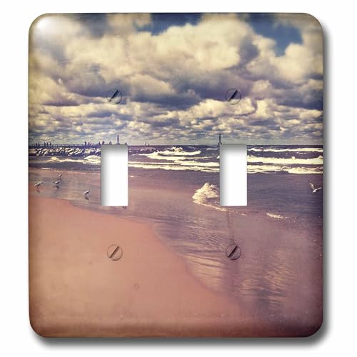 Double interrupteur à baïonnette Lake Michigan décor plage