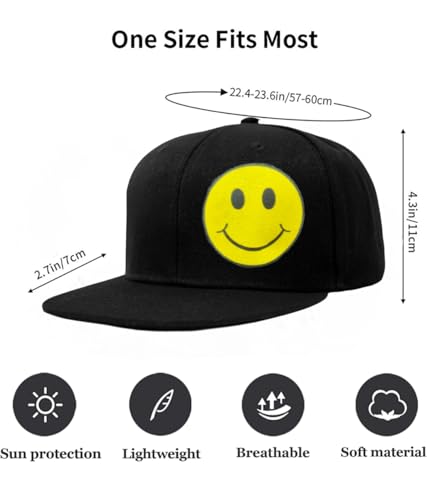 Image of Tai & Zai Black Snapback Hat with Printed, Adjustable Flat Brim Cap, Six Hole Breathable Design