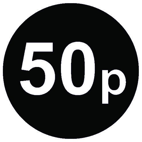 £ Black Price Stickers - 20mm, 50p, 500 — image 1