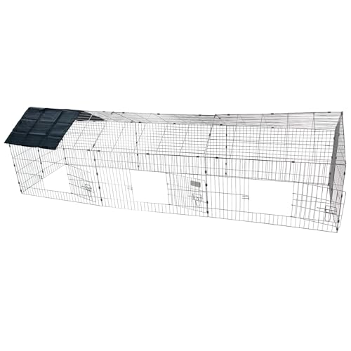 Actiaspet - Grey Metal Pet Run with Gabled Roof and Sunshade (X Large)