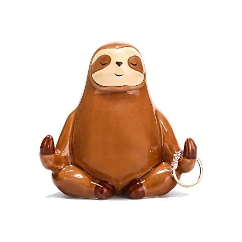 HOME SMILE Ceramic Sloth Ring Holder, Funny Sloth Jewelry Holder Stand Engagament Wedding Birthday Christmas Gifts Cover