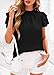 KIRUNDO Blouses for Women Dressy Casual 2026 Spring Summer Ruffle Short Sleeve Mock Neck Work Shirts Tops Fashion Clothing(Black, X-Large)