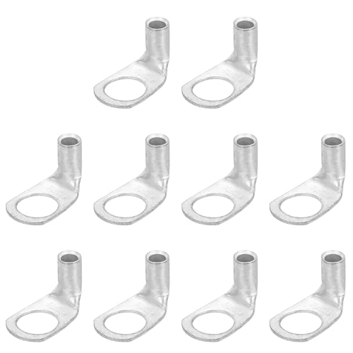 QUARKZMAN 3AWG - 1/2 Bornes De Câble En Cuivre, Extrémités De Câble De Batterie À 90 Degrés, Bornes De Batterie, Connecteurs À Anneau, Oeillets En Cuivre Nu Pour Fournitures (Argent, 10Pcs)