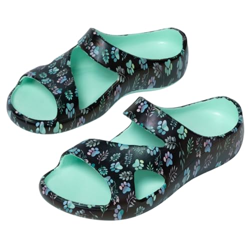Image of GreaterGood Positively Inspired Womens Slide Sandals Lightweight Cushioned Slip On Comfortable Shower Shoes Quick Dry Durable, Beach, Pool, Travel, Walking Casual Slides Footwear
