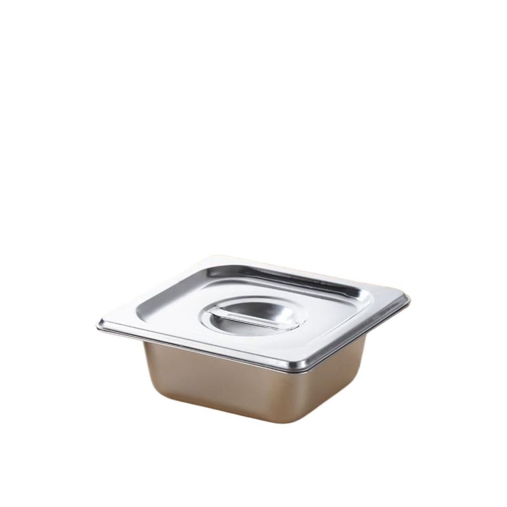 Edelstahl Beilagenbehälter Für Gastro Et Küche,Pizza Zutatenbehälter Mit Deckel,Gastro Behälter Zutatenbehälter,1/6（17.5 * 16.2cm）,6.5cm