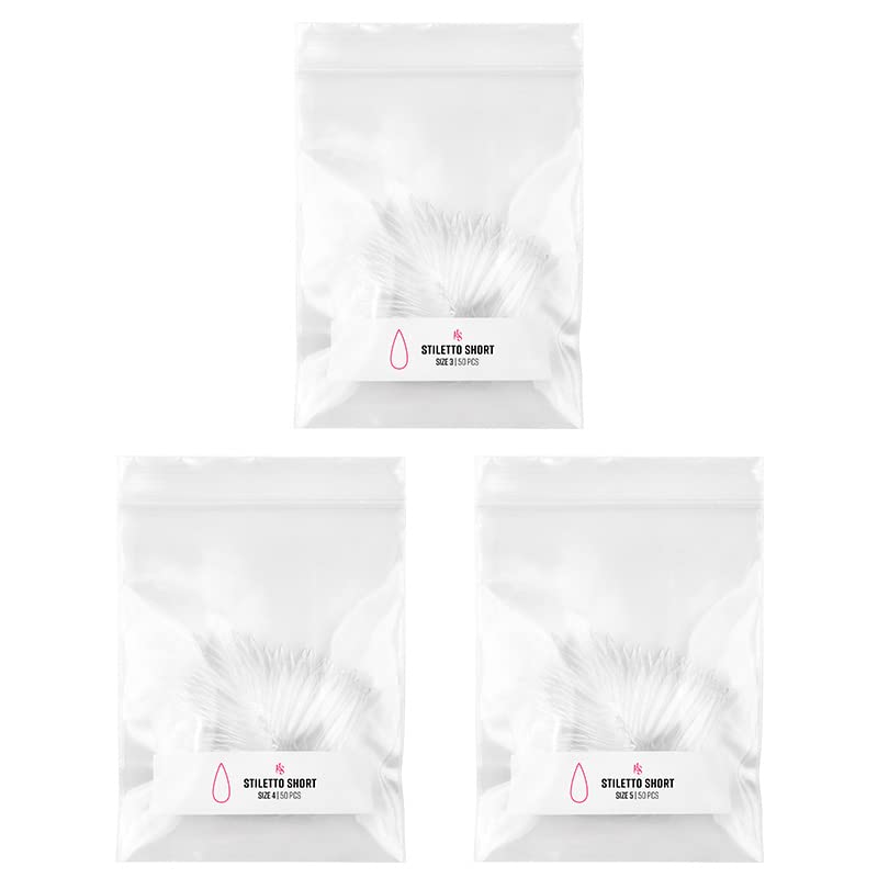 Kiara Sky Gelly Tips Refill Packs - Soak Off Soft Gels - Stiletto Shape (Short Length) (Sizes 3, 4, 5)