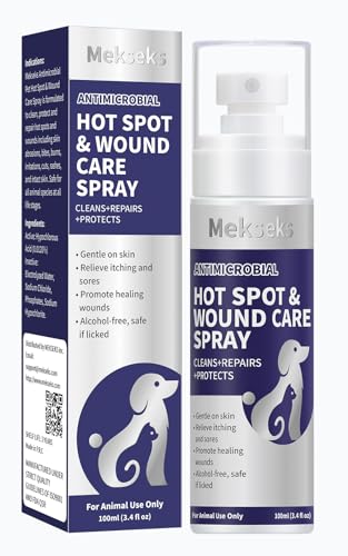 Hot Spot Wound Care Spray for Dogs Cats Relieves Itchy Skin Cleans & Fast Healing Infections Wounds & Post Surgery Incision - Safe & Gentle Non-Irritating Advanced HOCl Spray 3.4 Ounces