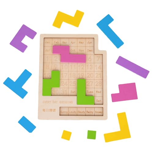 Wechxfau Calendario De Tablero,Juego Interactivo Portátil De Madera - De Calendario Diario con Desafío | para Adultos, Niños Y Estudiantes En Desplazamientos, Dormitorio, Aula Y Viaje