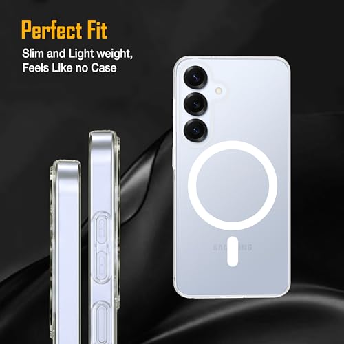 Image of Zapcase Back Case for Samsung Galaxy S25 5G | Slim Lifetime Anti-Yellow Crystal-Clear Cover with Elevated Camera Protection & MagSafe Compatibility | Premium German Polycarbonate | Shockproof | Clear