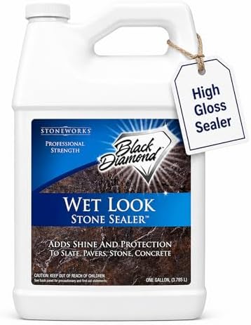 Wet Look Stone & Concrete Sealer, High Gloss for Pavers & Patios, 1 Gallon