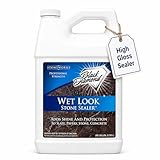 Wet Look Natural Stone Sealer. Durable, Long-Lasting Gloss Protection. Interior and Exterior Pavers, Slate, Sandstone, Travertine, Flagstone, Driveways, Garage Floors, etc. Black Diamond Stoneworks.