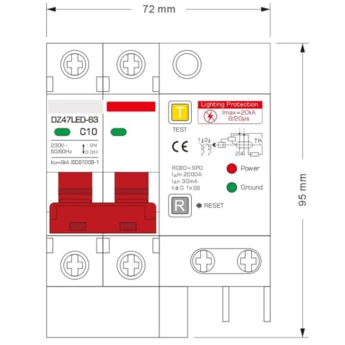 RCD RCBO RCCB interrupteur différentiel 25A pour tableau électrique