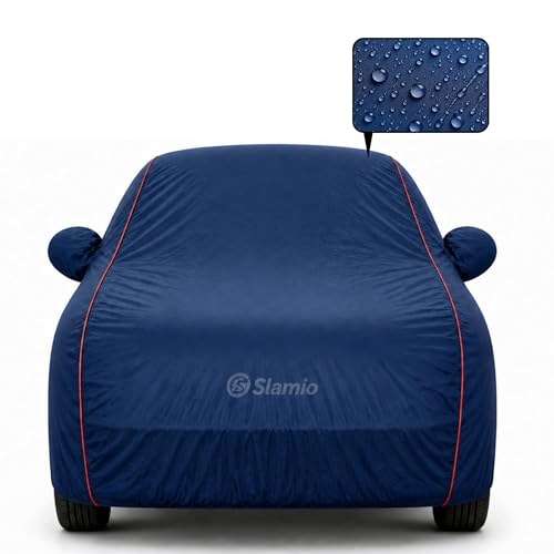 Image of Car Cover for Tesla Model S | 100% Waterproof Heavy-Duty 3-Layer Car Body Cover | All-Weather Rain, UV, Sun & Dust Protection | Custom Fit | Mirror & Antenna Pockets | Navy Blue