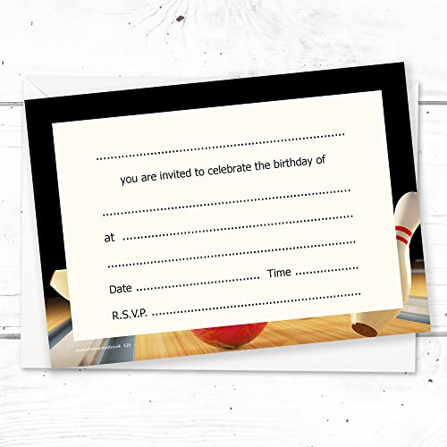 Olivia Samuel 20 x Kids Bowling Party Invites from A6 Double Sided Cards with Envelopes, Black / Cream / Orange, 105mm x 148mm - Image 4