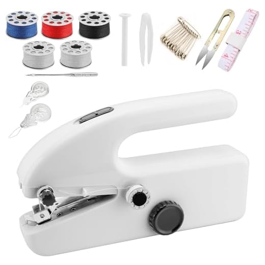 Mini Sewing Machine, Handheld Sewing Machine, Portable Electric Sewing Machines for Beginners with Two Speeds, Dual Electric Power Mode, Easy to Use, Suitable for Home, Travel and DIY (White)