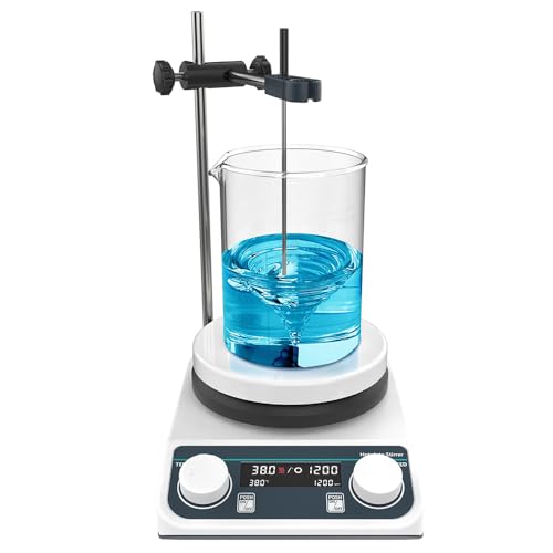 [Display digitale a LED]: la piastra di agitazione ha un sensore di temperatura della piastra riscaldante integrato e una sonda di temperatura del liquido esterna. Dispone di due modalità di misurazione della temperatura per controllare la temperatura della piastra riscaldante e la temperatura del liquido