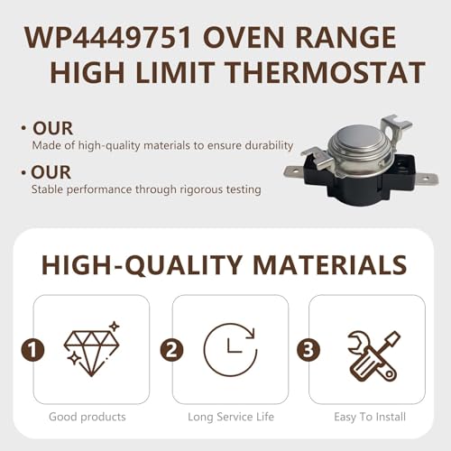 Image of WP4449751 Oven Range High Limit Thermostat Compatible with Whirlpool, KitchenAid, Maytag, Replace AH2375382 PS2375382 1550872 AP6009390 EA2373582 WP4449751