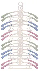 WISHKEY Telescopic Adjustable Anti Slip Plastic Hanger with Hooks For Kids Clothes Wardrobe Rack Set of 12 ( Pack Of 12, Multicolor)