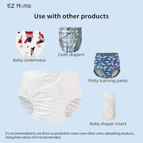 EZ Moms 4 Packs Soft Diaper Covers for Toddler Girls Reusable Portable Rubber Pants for Toddlers Plastic Underwear Covers for Potty Training with Baby Washable Wipes Boys and Girls 4T Plastic Pants4