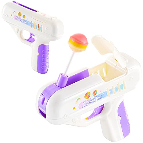 Skylety Candy Gun Toy Lollipop Gun Sweet Toys Light Toy Lollipop Storage Gun Toy Sugar Storage Toy Surprise for Mother's Day Boys and Girls Friends Adult I Love You, No Candy Included (Purple)