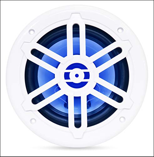 Image of BELVA BMRGBWH 500W Peak (250W RMS) 6.5 inch 2-Way White Coaxial Marine Speakers with Multi-Color LED Lighting for Boats /ATV /UTV /SxS /Powersport
